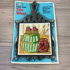Vintage Nevco Cast Iron Tile Trivet Wall Decor Original Packaging 1970’s